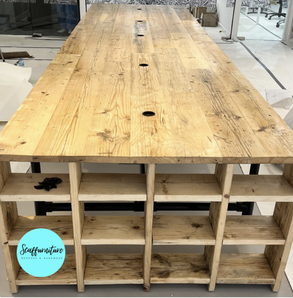 Heavy Duty 5m Scaffold Boardroom Table Heavy Duty Rustic Office Table with Wooden Box Ends