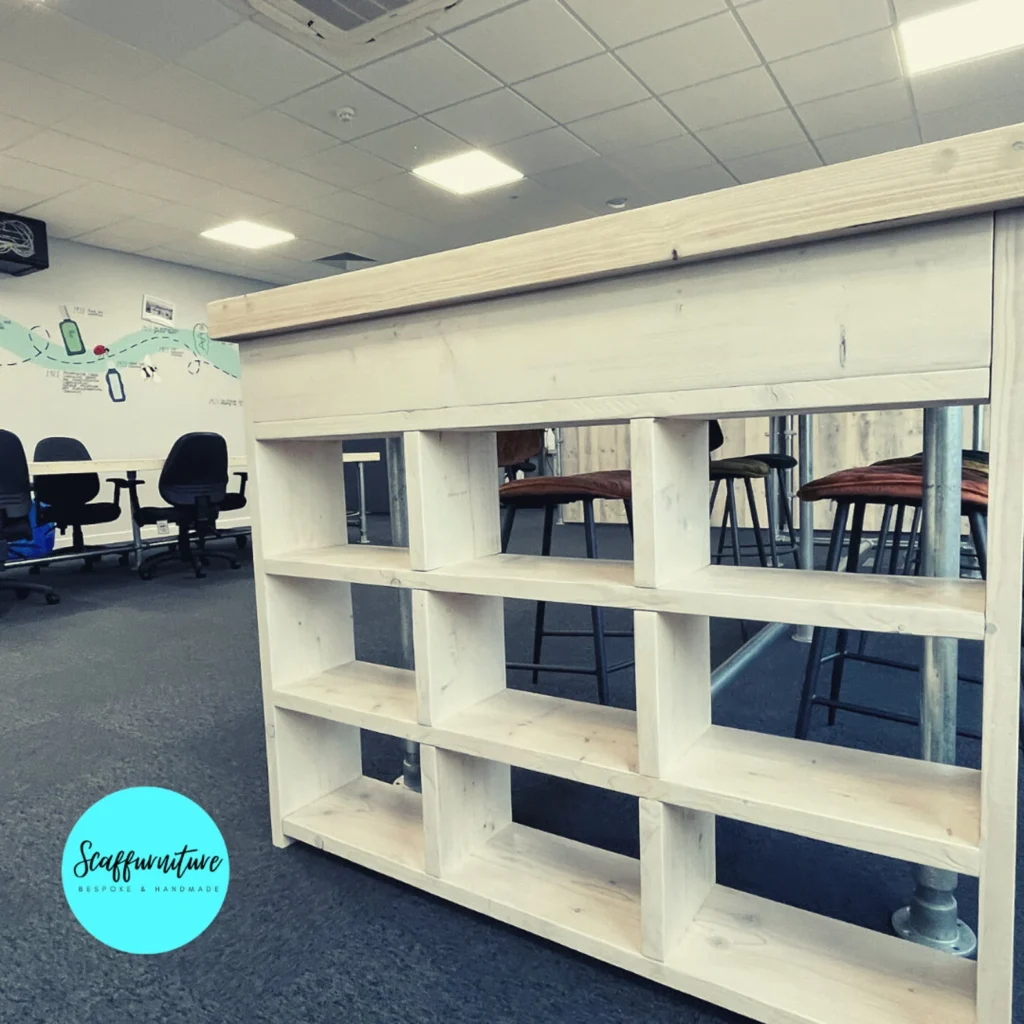 il_1588xN.5641854415_acp1 White Wood stain new Large office table with planter and box storage at end